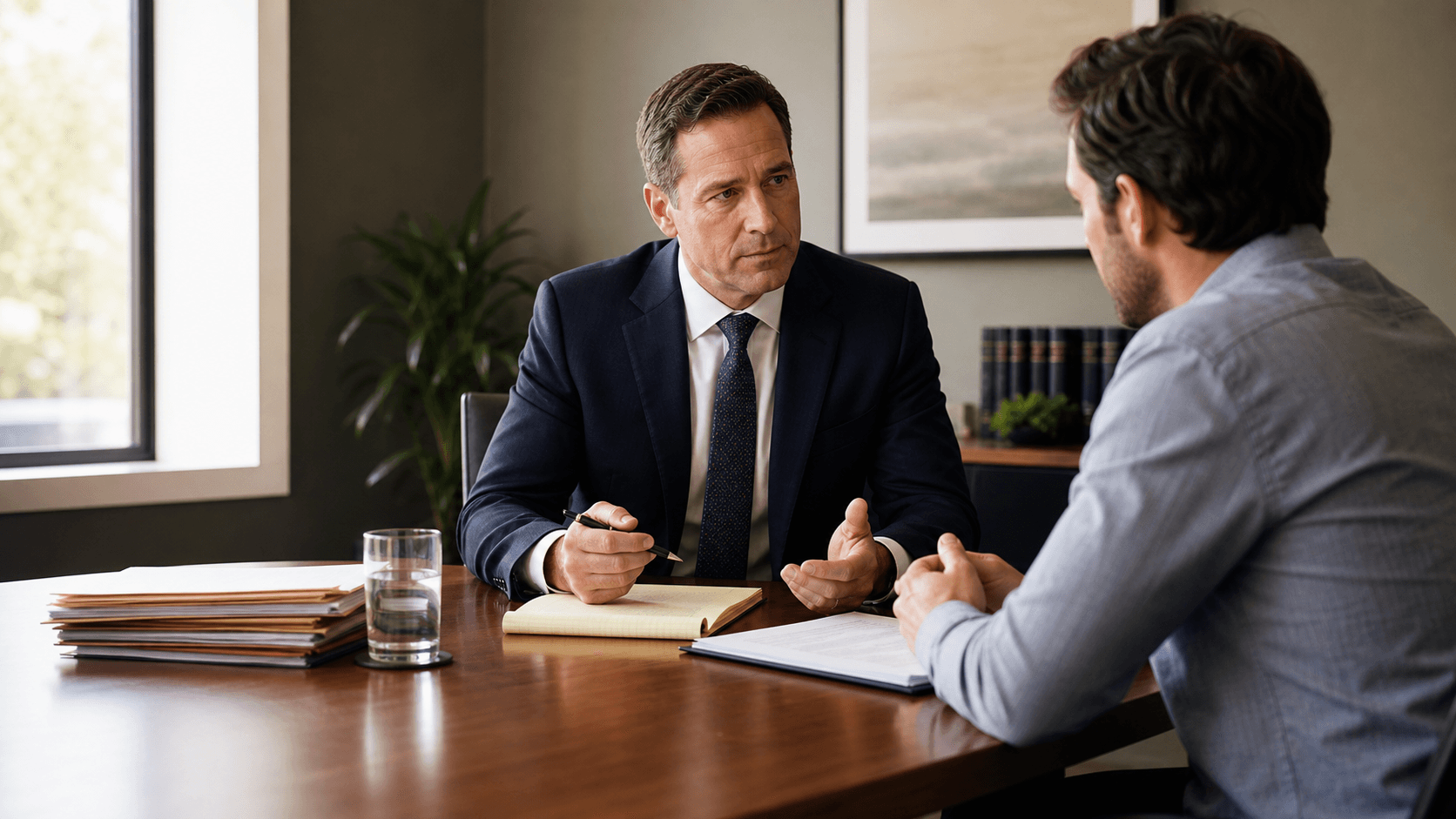 A Cassian Law attorney in a private consultation with a client.